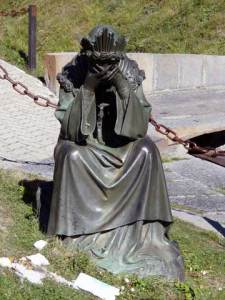 Statue of Our Lady weeping, Notre-Dame de La Salette.